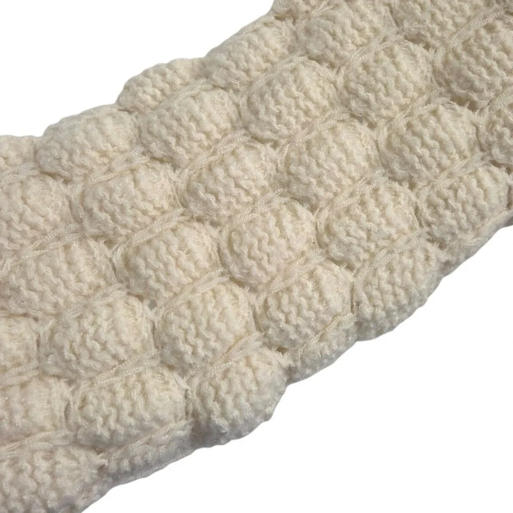 Jodifl Ivory Oversized Popcorn Bubble Sleeve Knit Sweater H8104 Cream Small